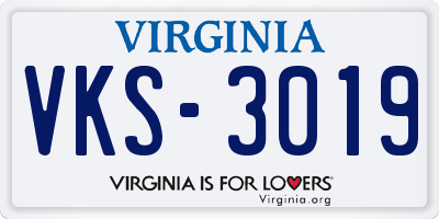 VA license plate VKS3019