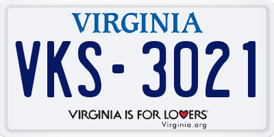 VA license plate VKS3021