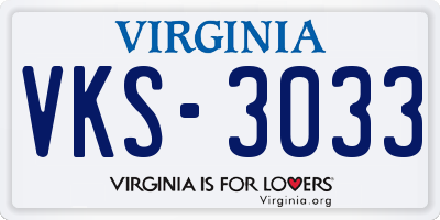 VA license plate VKS3033