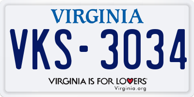VA license plate VKS3034