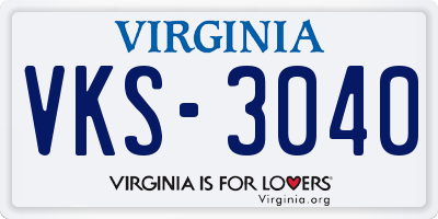 VA license plate VKS3040