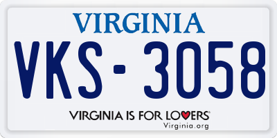 VA license plate VKS3058