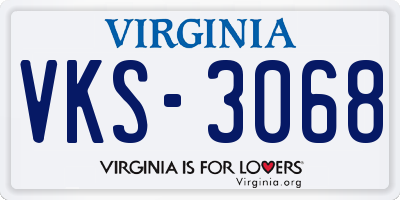 VA license plate VKS3068