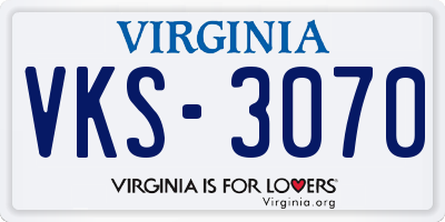 VA license plate VKS3070