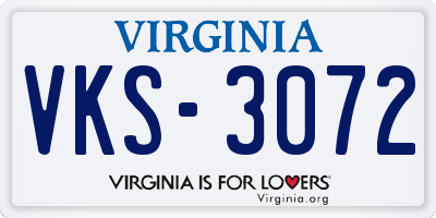 VA license plate VKS3072