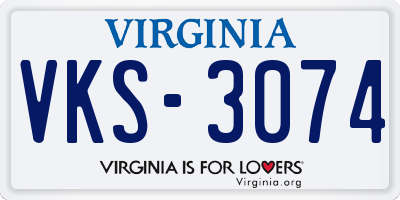 VA license plate VKS3074