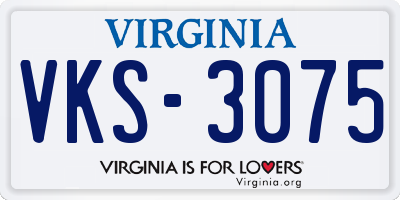 VA license plate VKS3075