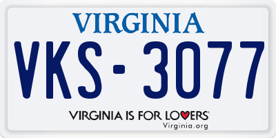 VA license plate VKS3077