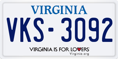 VA license plate VKS3092