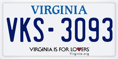VA license plate VKS3093