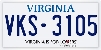 VA license plate VKS3105