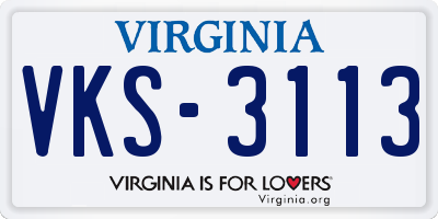 VA license plate VKS3113