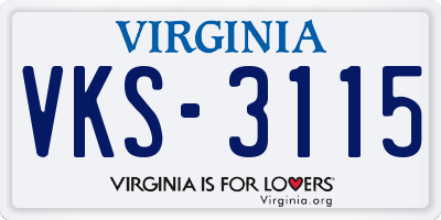 VA license plate VKS3115