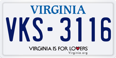 VA license plate VKS3116