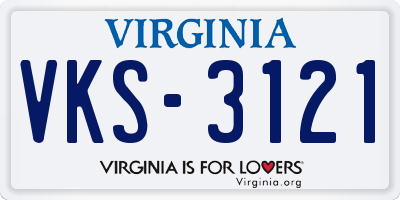 VA license plate VKS3121