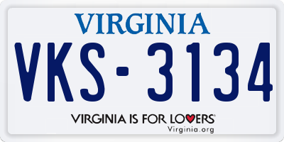 VA license plate VKS3134