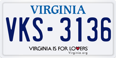 VA license plate VKS3136