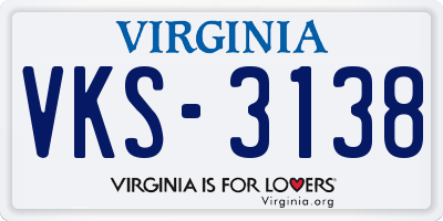 VA license plate VKS3138