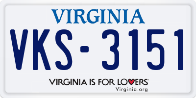 VA license plate VKS3151