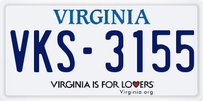 VA license plate VKS3155