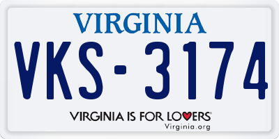VA license plate VKS3174