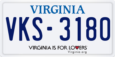 VA license plate VKS3180