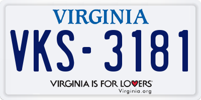 VA license plate VKS3181