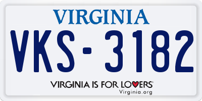 VA license plate VKS3182