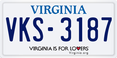 VA license plate VKS3187