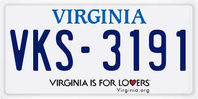 VA license plate VKS3191