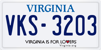 VA license plate VKS3203