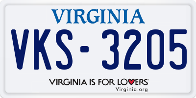 VA license plate VKS3205