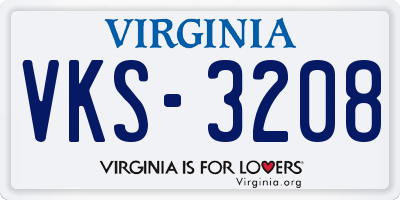 VA license plate VKS3208