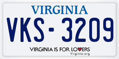 VA license plate VKS3209