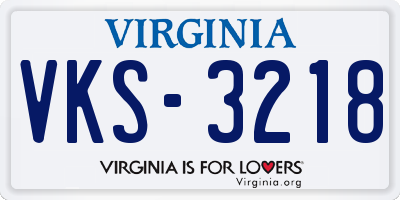VA license plate VKS3218