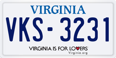 VA license plate VKS3231