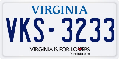 VA license plate VKS3233