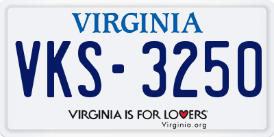 VA license plate VKS3250