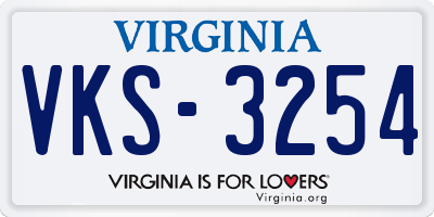 VA license plate VKS3254