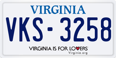 VA license plate VKS3258