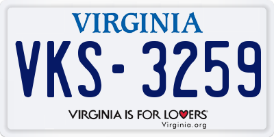 VA license plate VKS3259