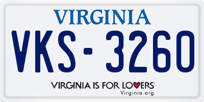 VA license plate VKS3260