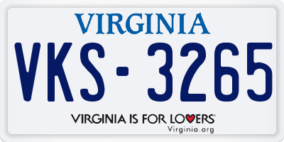 VA license plate VKS3265