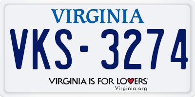 VA license plate VKS3274