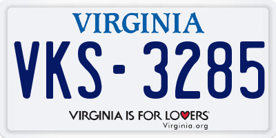 VA license plate VKS3285