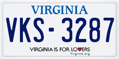 VA license plate VKS3287
