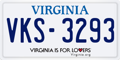 VA license plate VKS3293