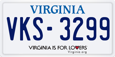 VA license plate VKS3299