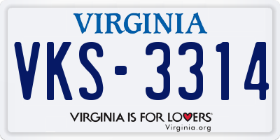 VA license plate VKS3314