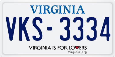 VA license plate VKS3334